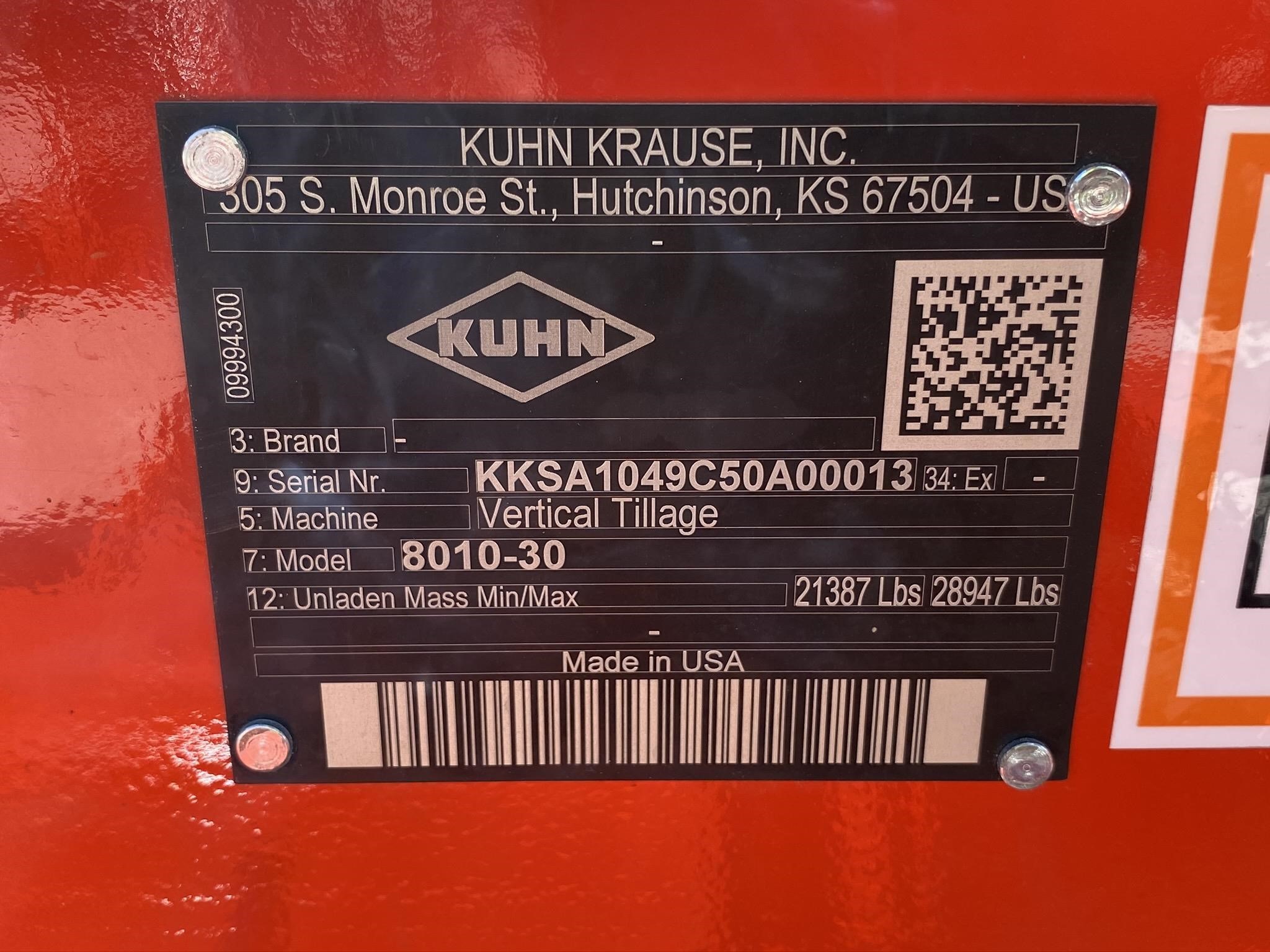 2026 Kuhn Krause 8010-30 Vertical Tillage