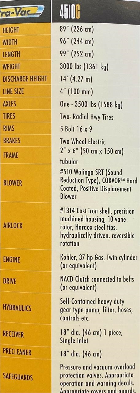 2026 Walinga ULTRA-VAC 4510G Grain Vac