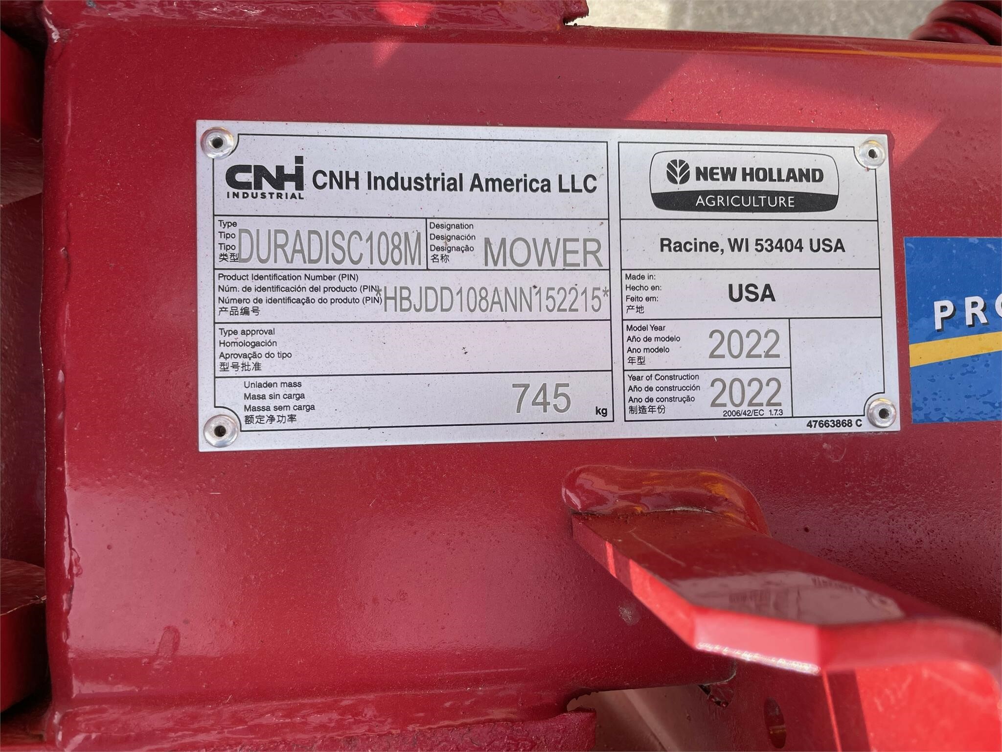 2023 New Holland DURADISC 108M Disk Mower