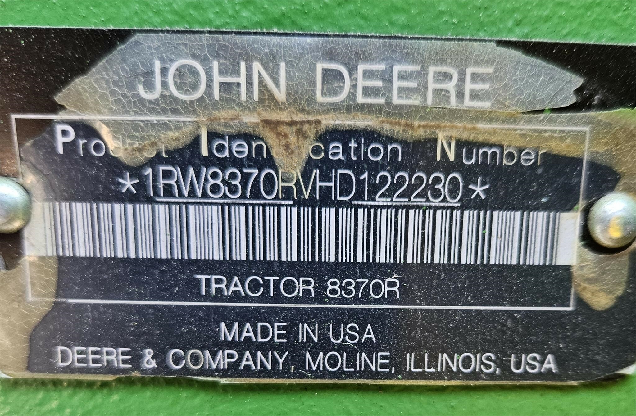 2017 John Deere 8370R Tractor