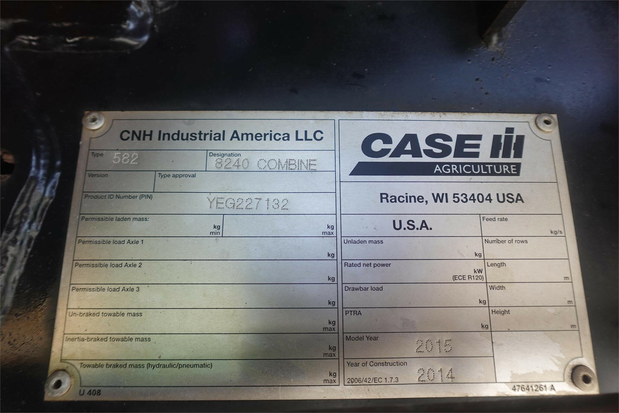 2015 Case IH 8240 Combine