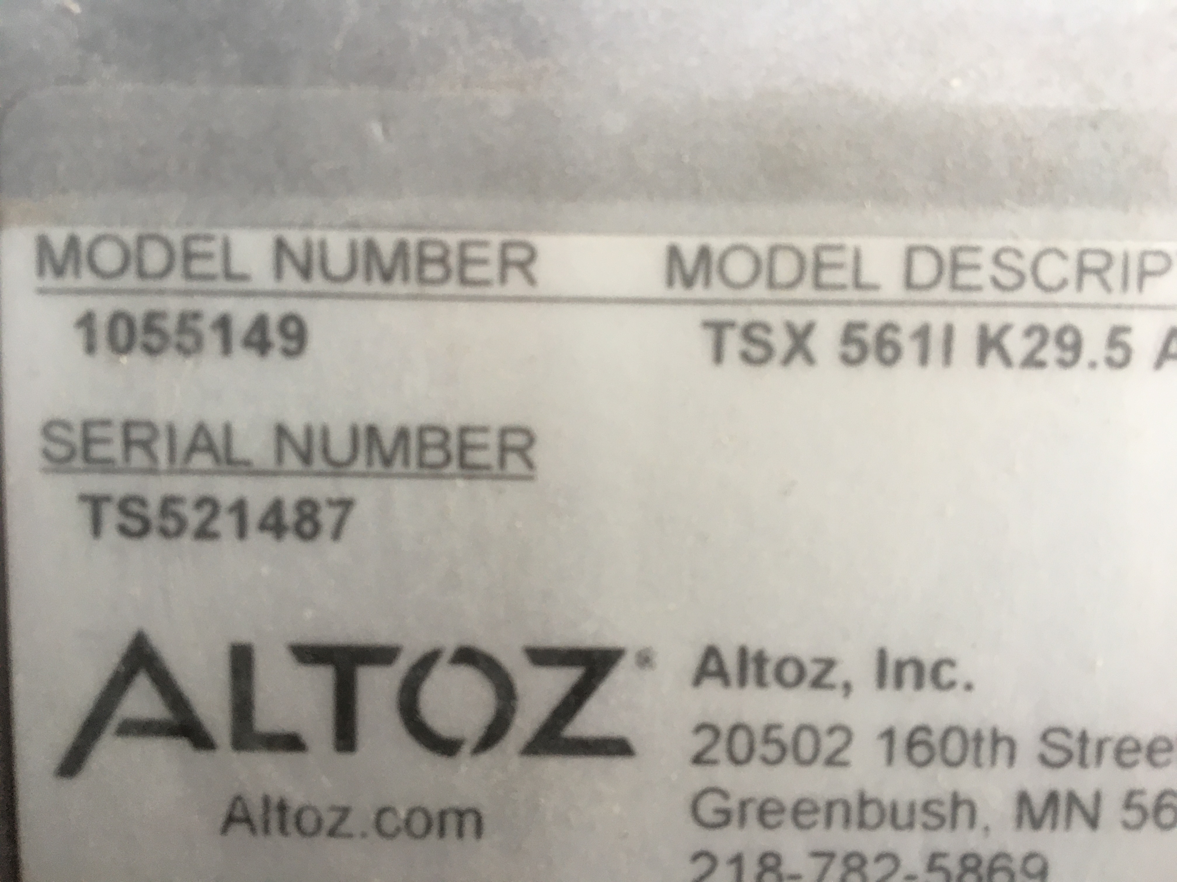 2022 ALTOZ TSX561I Lawn Mower