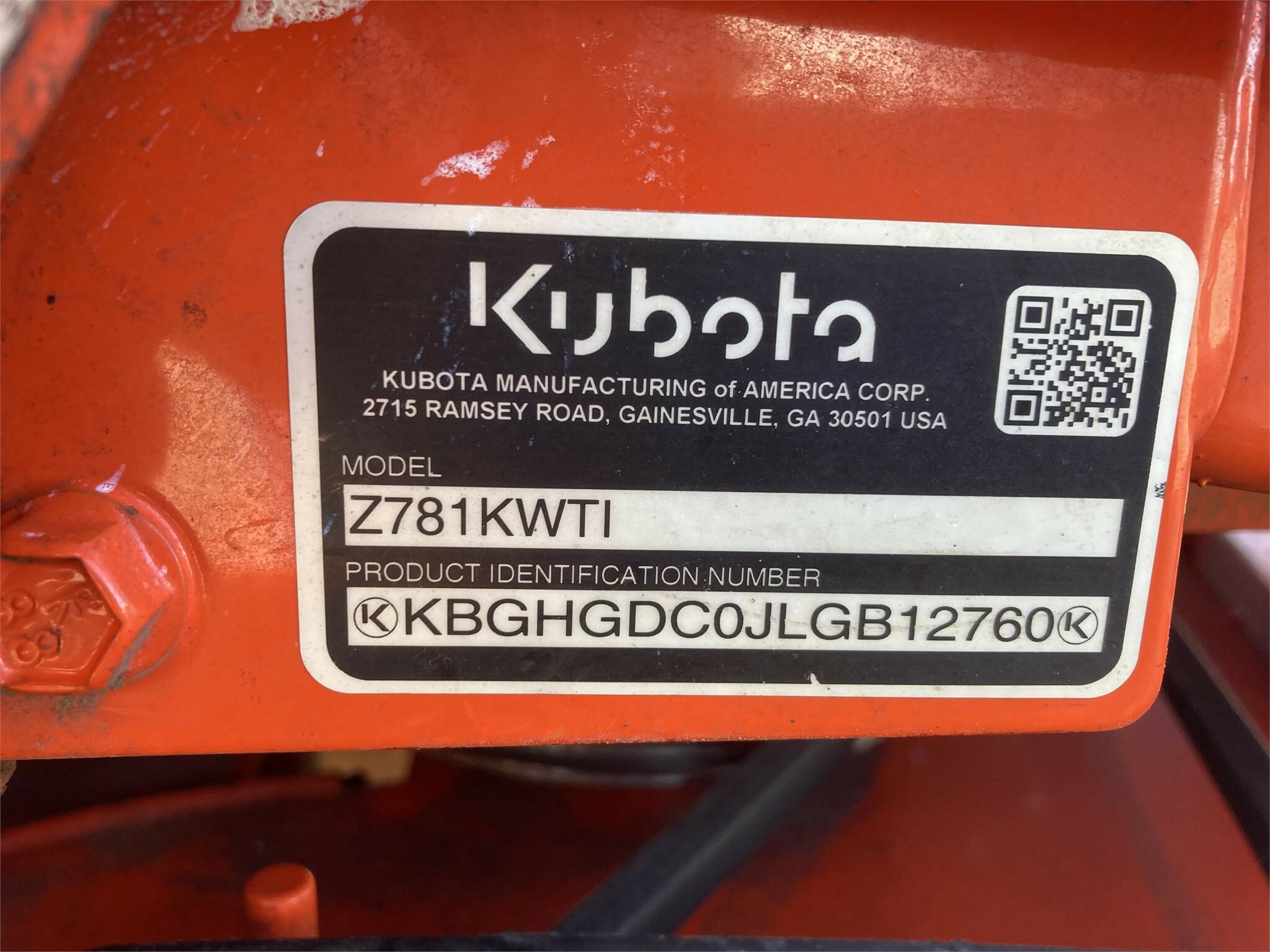 2020 Kubota Z781i Lawn Mower 6,950 Machinery Pete