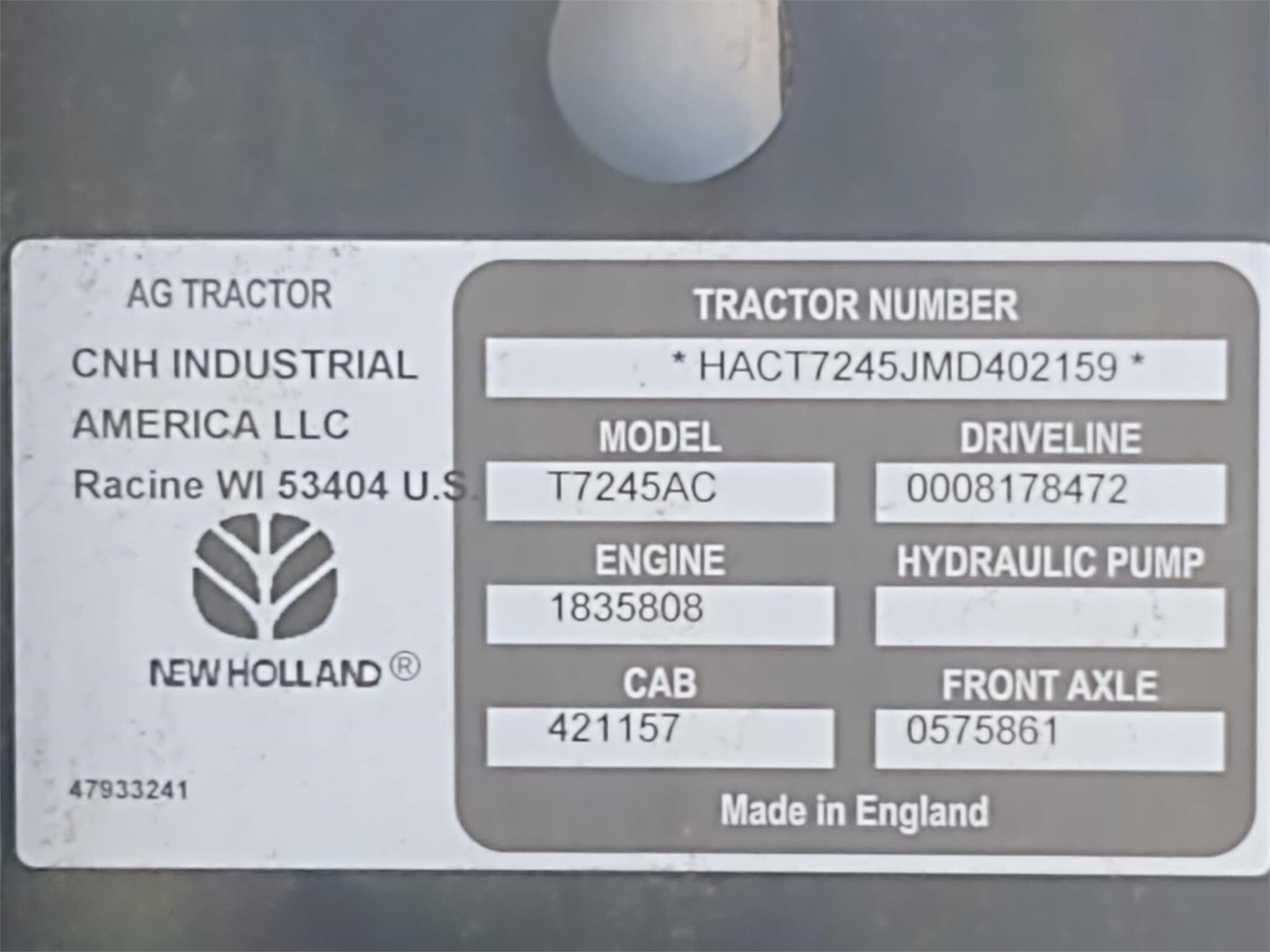 2021 New Holland T7.245 Tractor