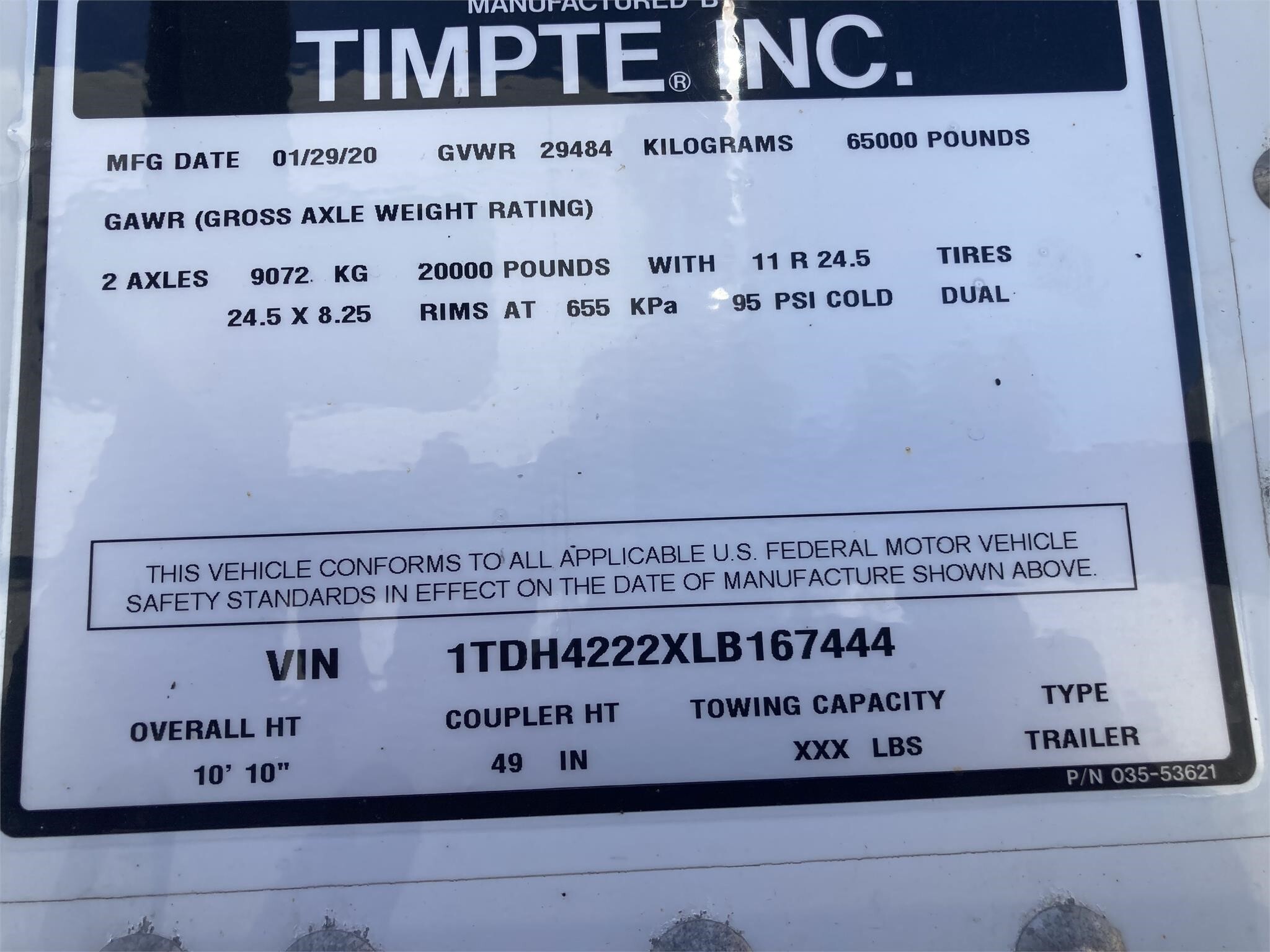 2020 Timpte 42 Grain Trailer