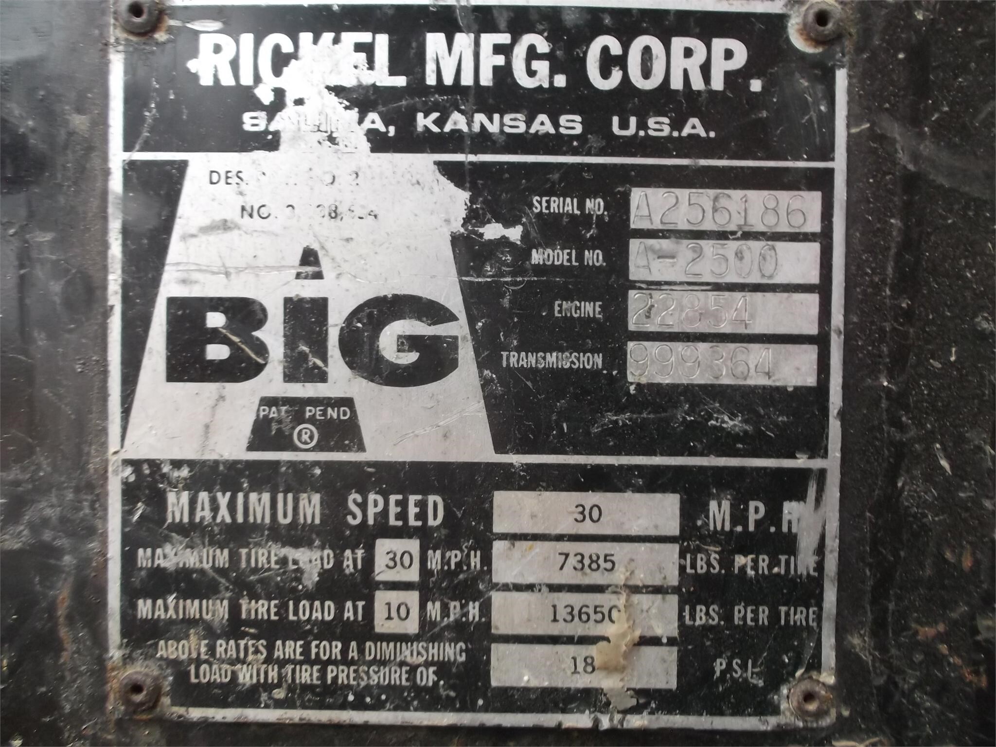 Rickel Manufacturing Big A 2500 Self-Propelled Fertilizer Spreader ...