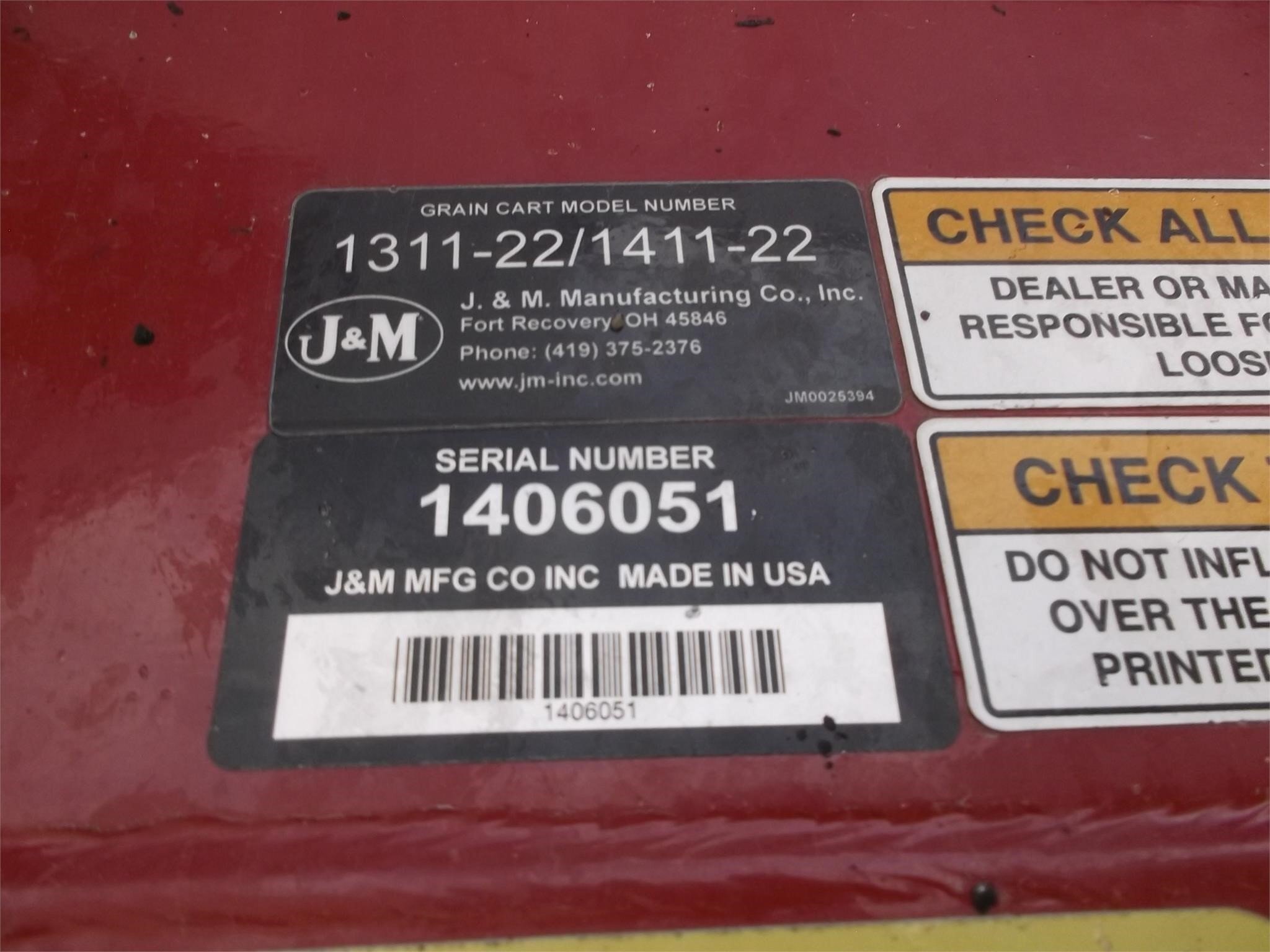 2014 J&M 1311-22T Grain Cart