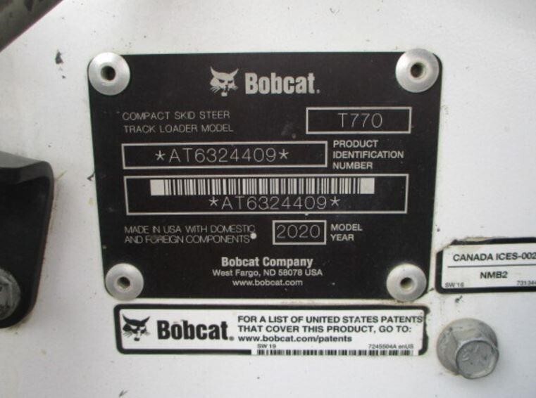 2020 Bobcat T770 Skid Steer
