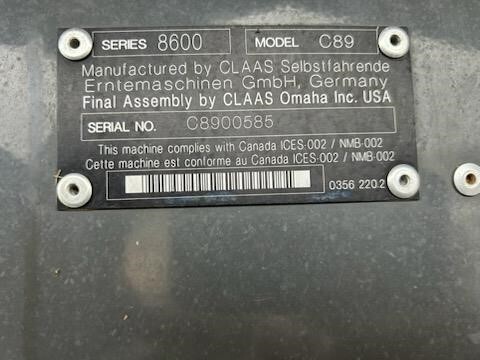 2021 Claas LEXION 8600TT Combine