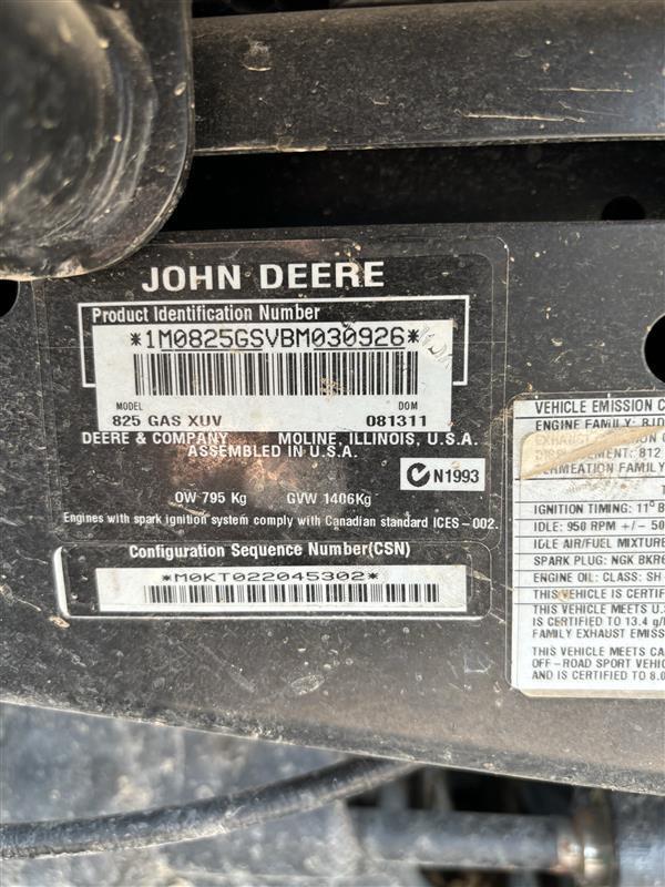 2011 John Deere Gator XUV 825I ATVs and Utility Vehicle