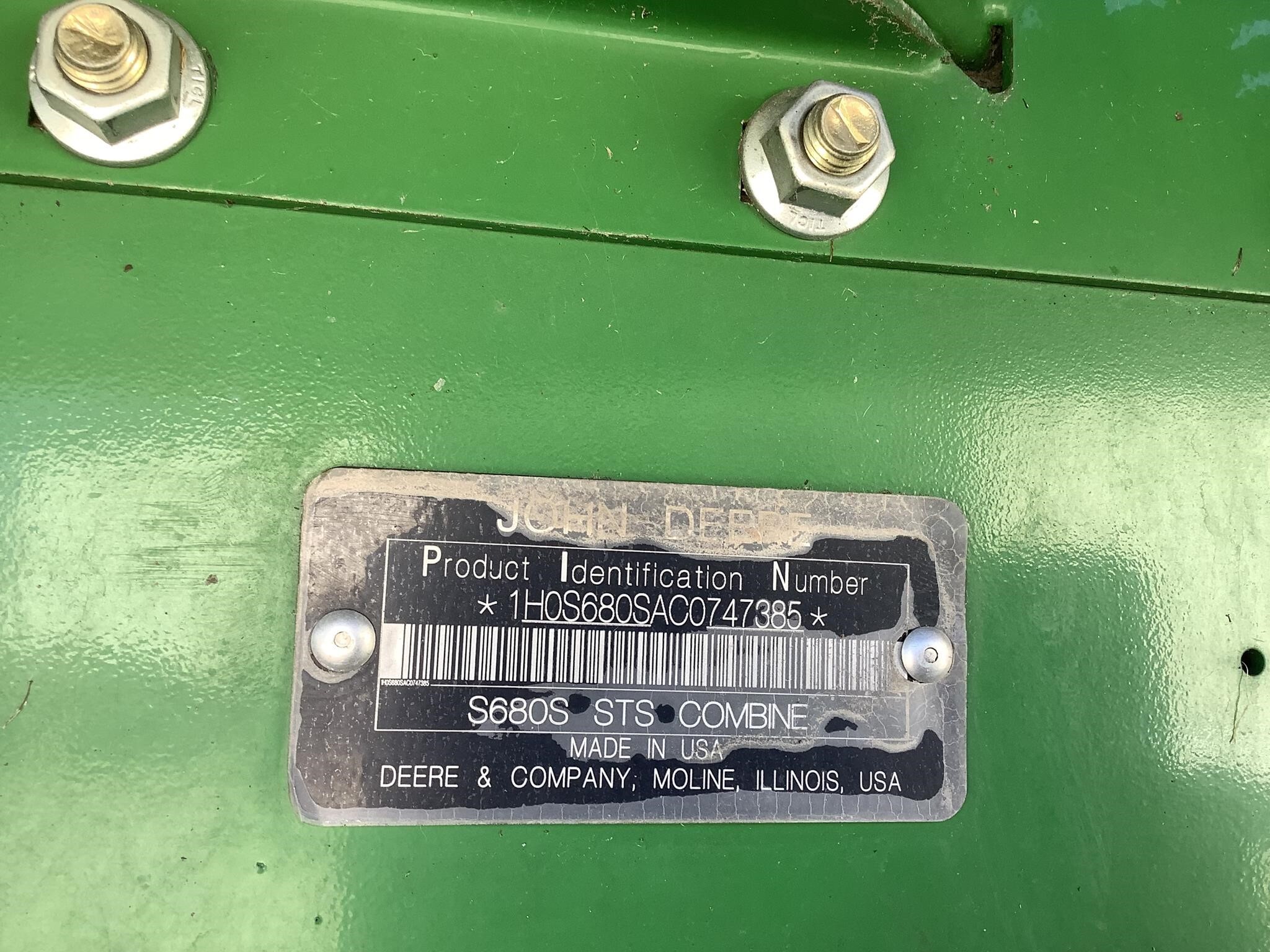 2012 John Deere S680 Combine