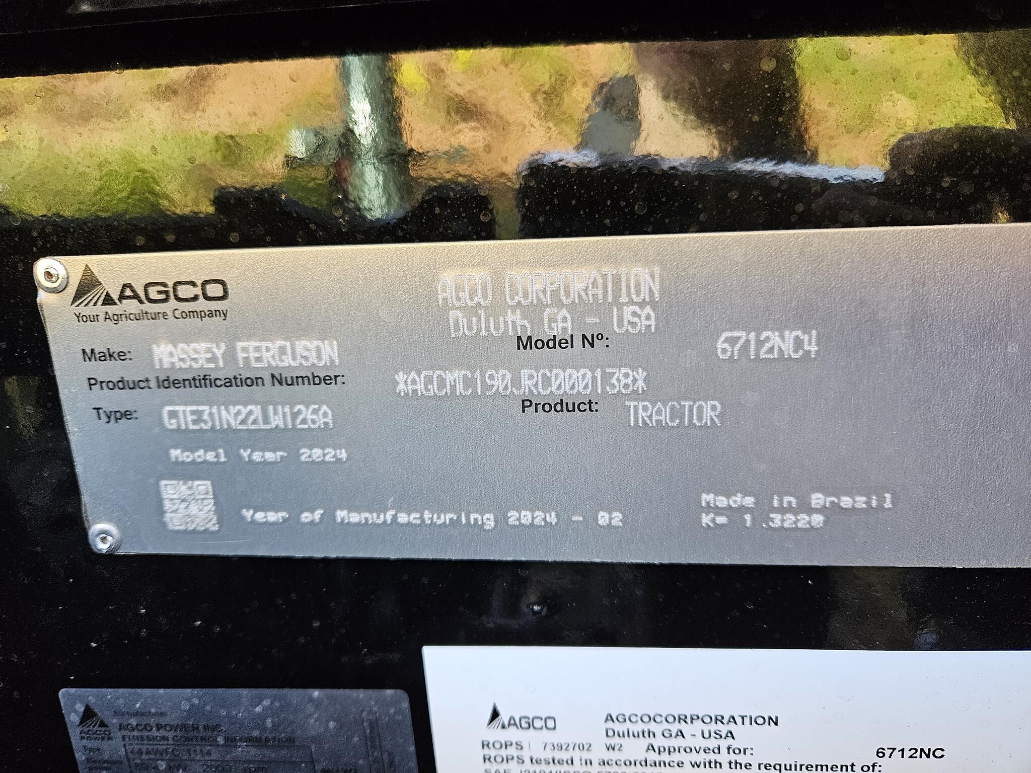 2024 Massey Ferguson 6712 Tractor Call Machinery Pete