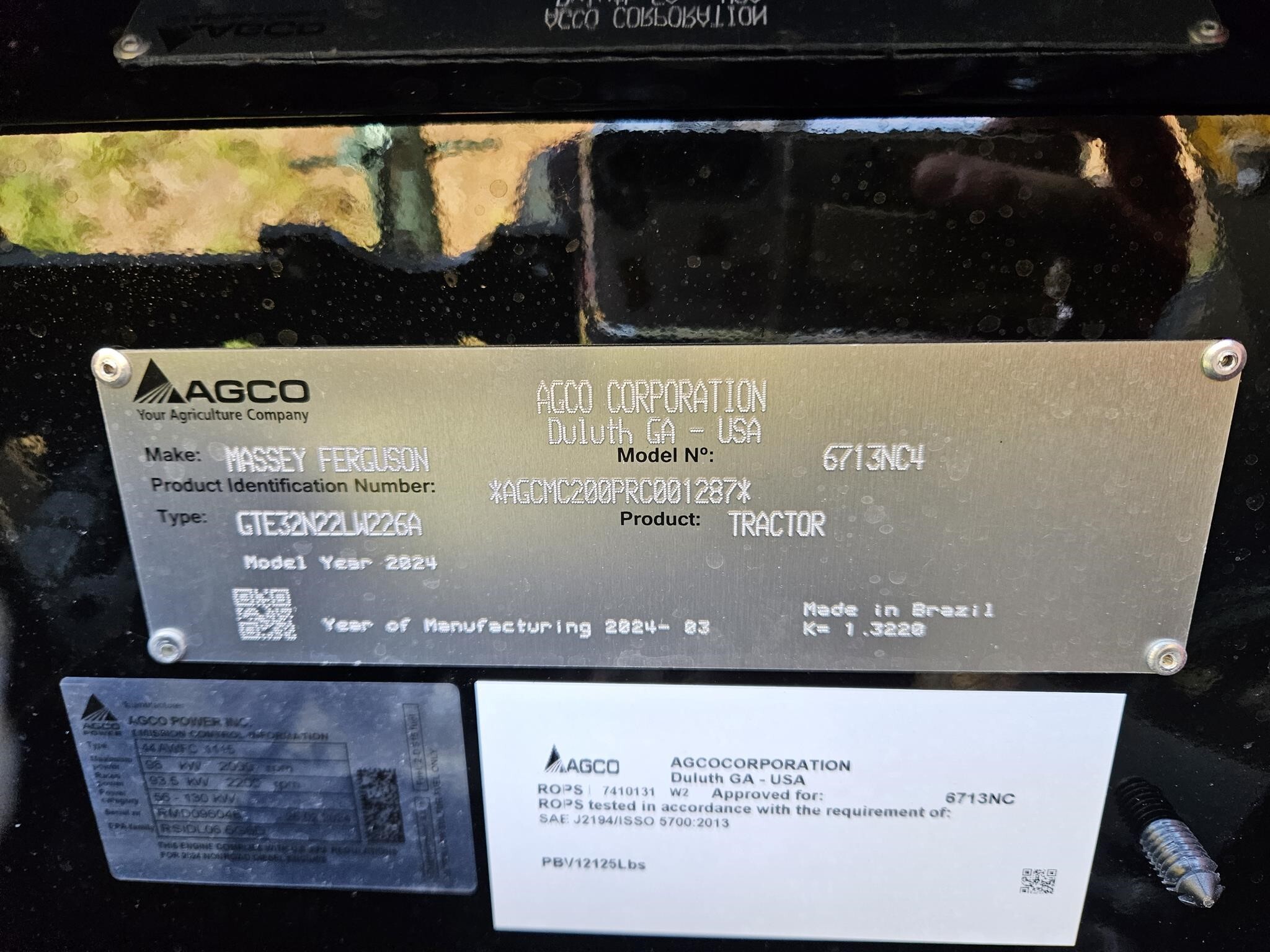 2024 Massey Ferguson 6713 Tractor Call Machinery Pete