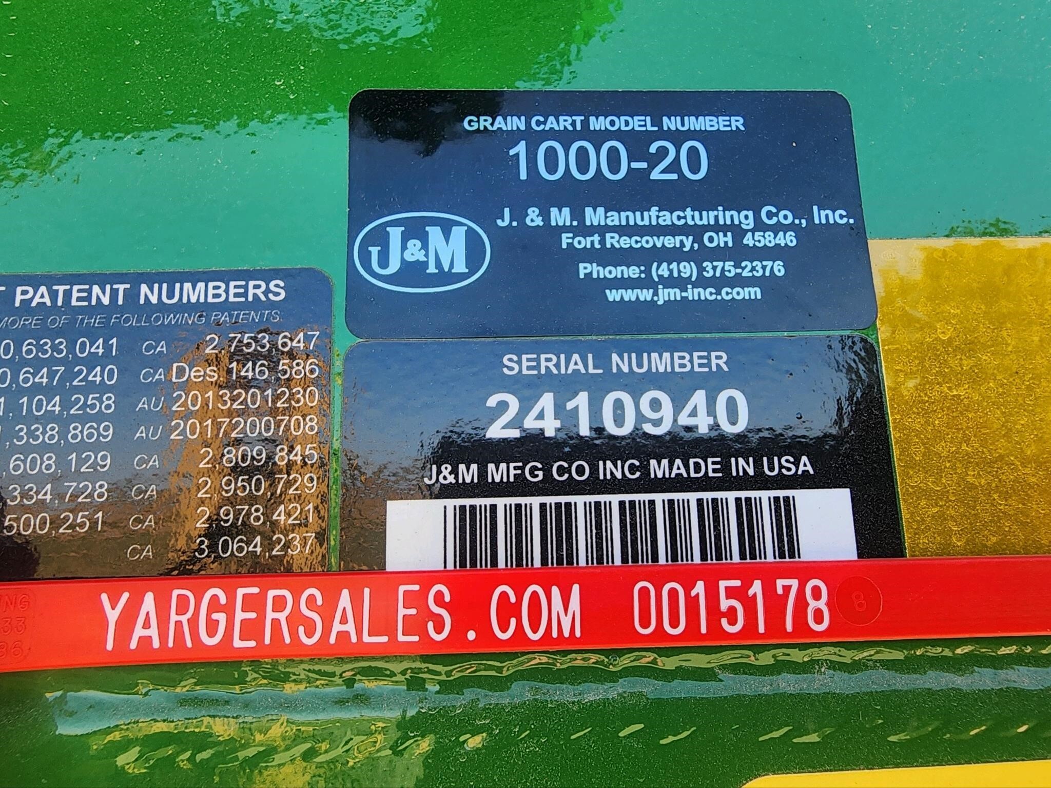 2024 J&M 1000-20 Grain Cart