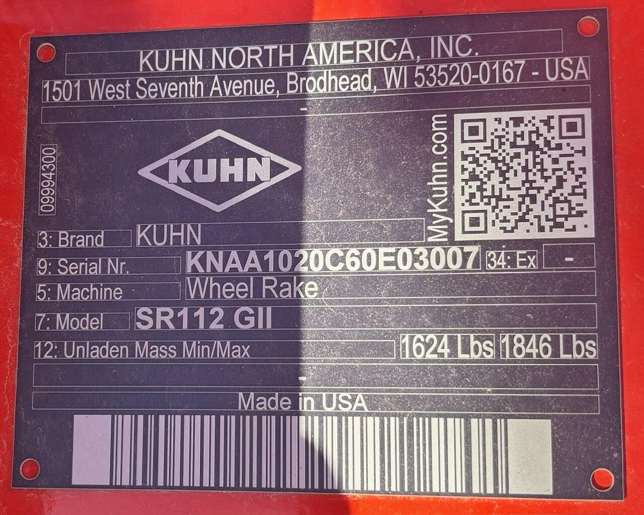 2024 Kuhn SR112GII Rake