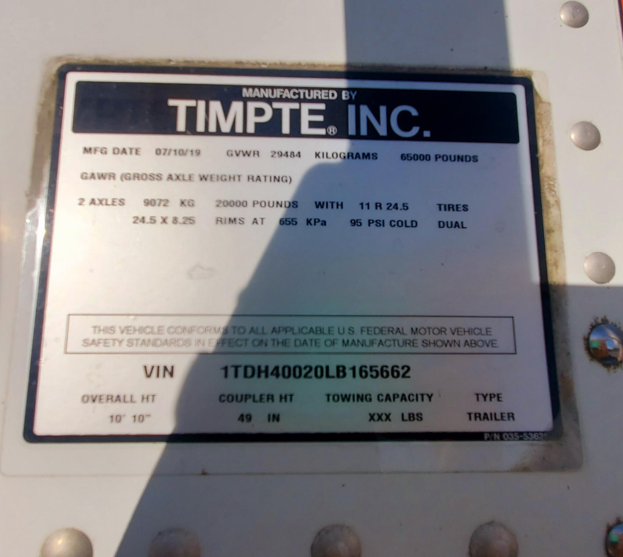 2020 Timpte 40FT Grain Trailer