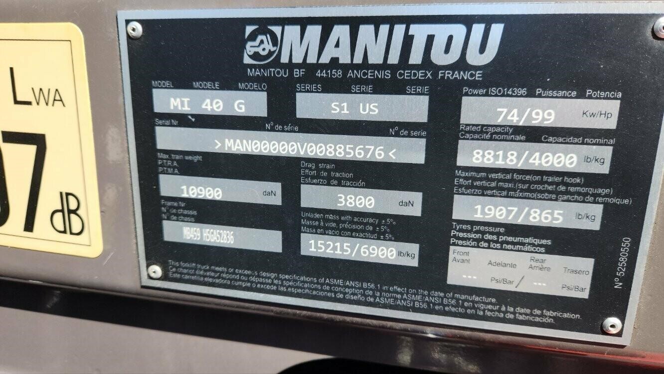 2022 Manitou MI40G Forklift