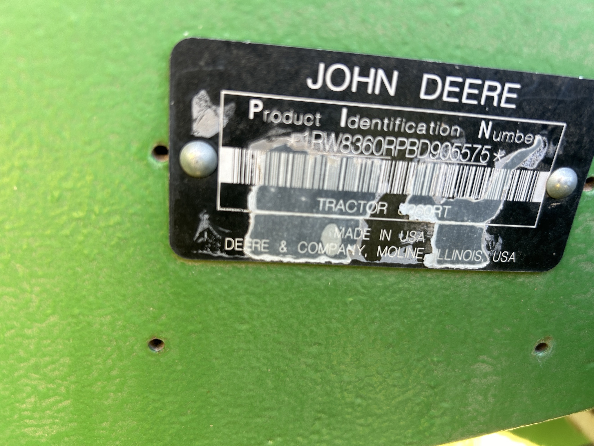 2011 John Deere 8360RT Tractor
