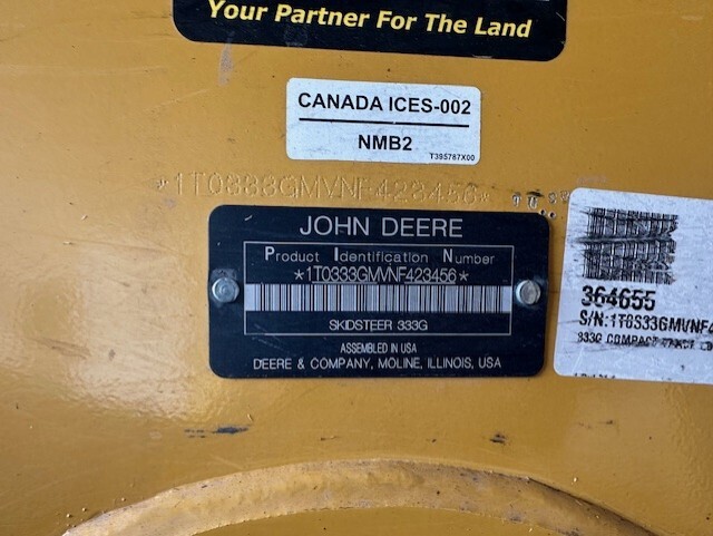 2022 Deere 333G Skid Steer