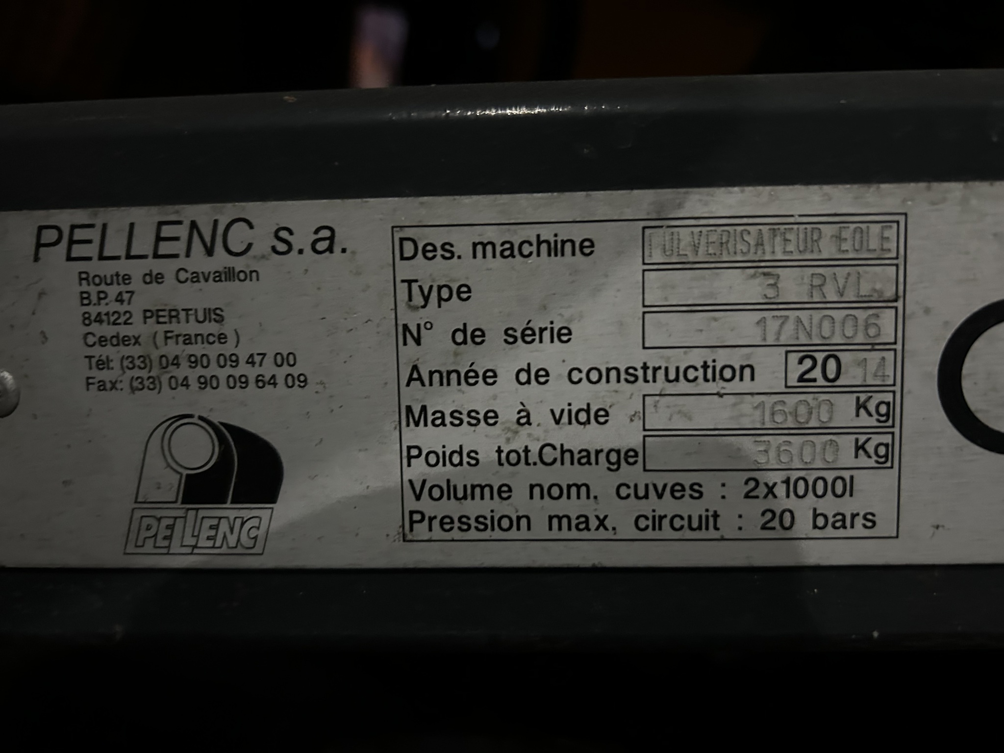 2014 Pellenc 8590 Orchard / Vineyard Equipment