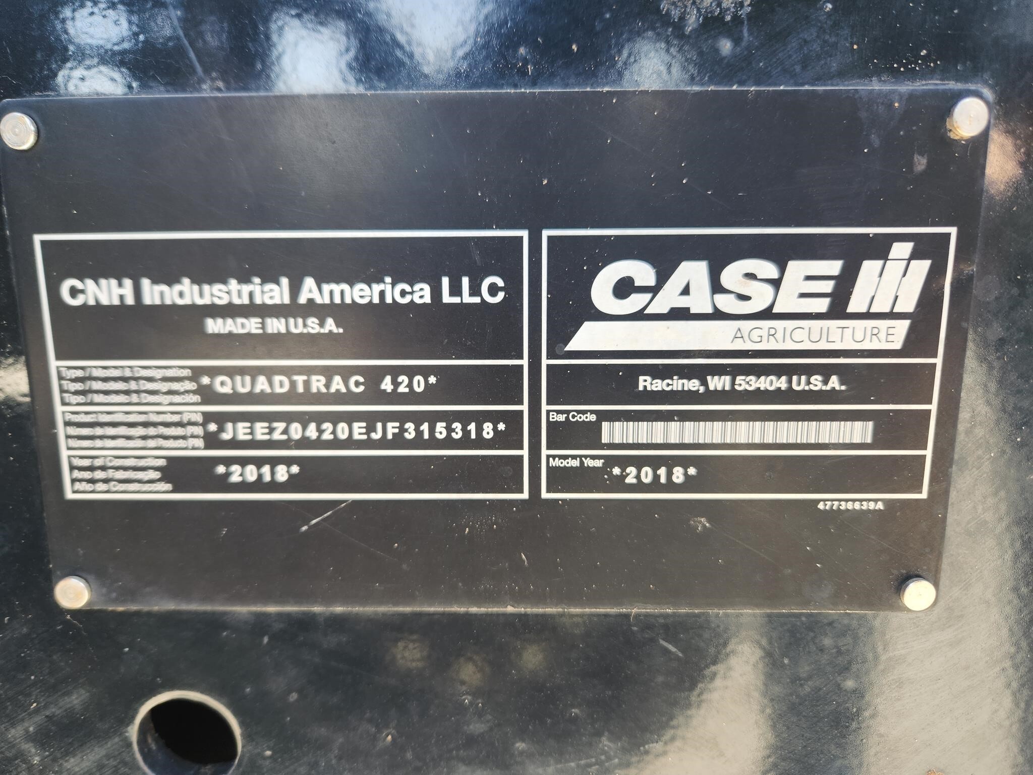 2018 Case IH Steiger 420 RowTrac Tractor