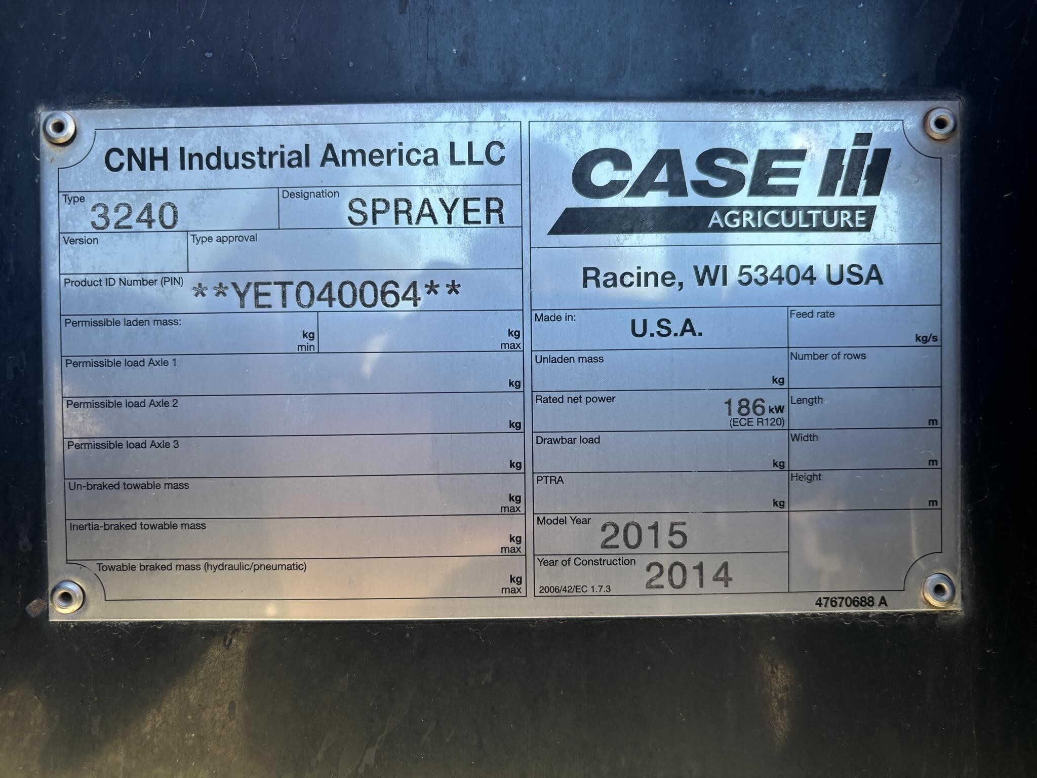 2014 Case IH Patriot 3240 Self-Propelled Sprayer