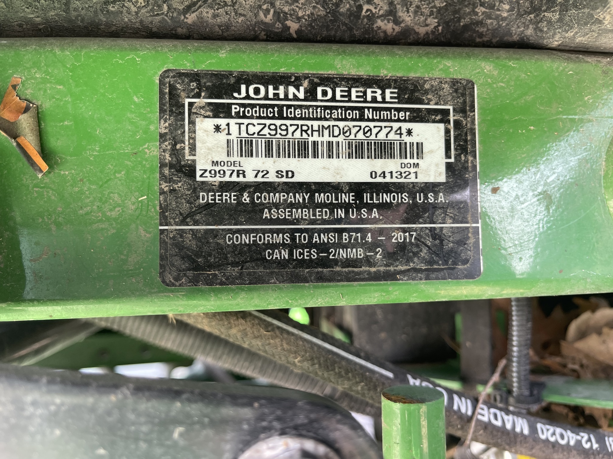 2021 John Deere Z997R Lawn Mower