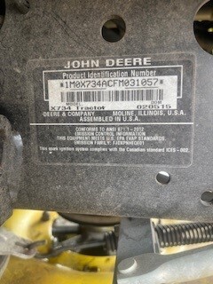 2015 John Deere X734 Lawn Mower
