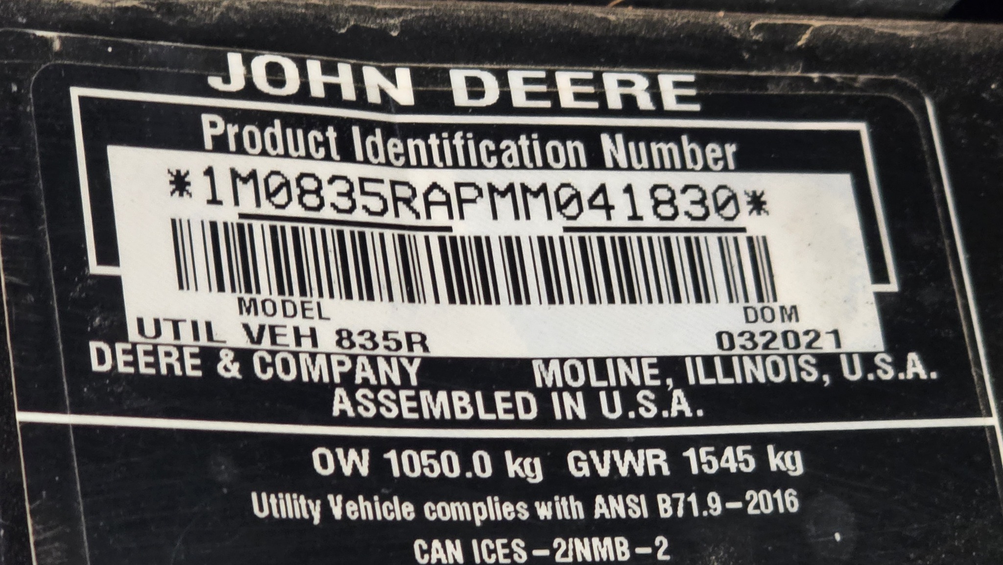 2021 John Deere XUV835R ATVs and Utility Vehicle