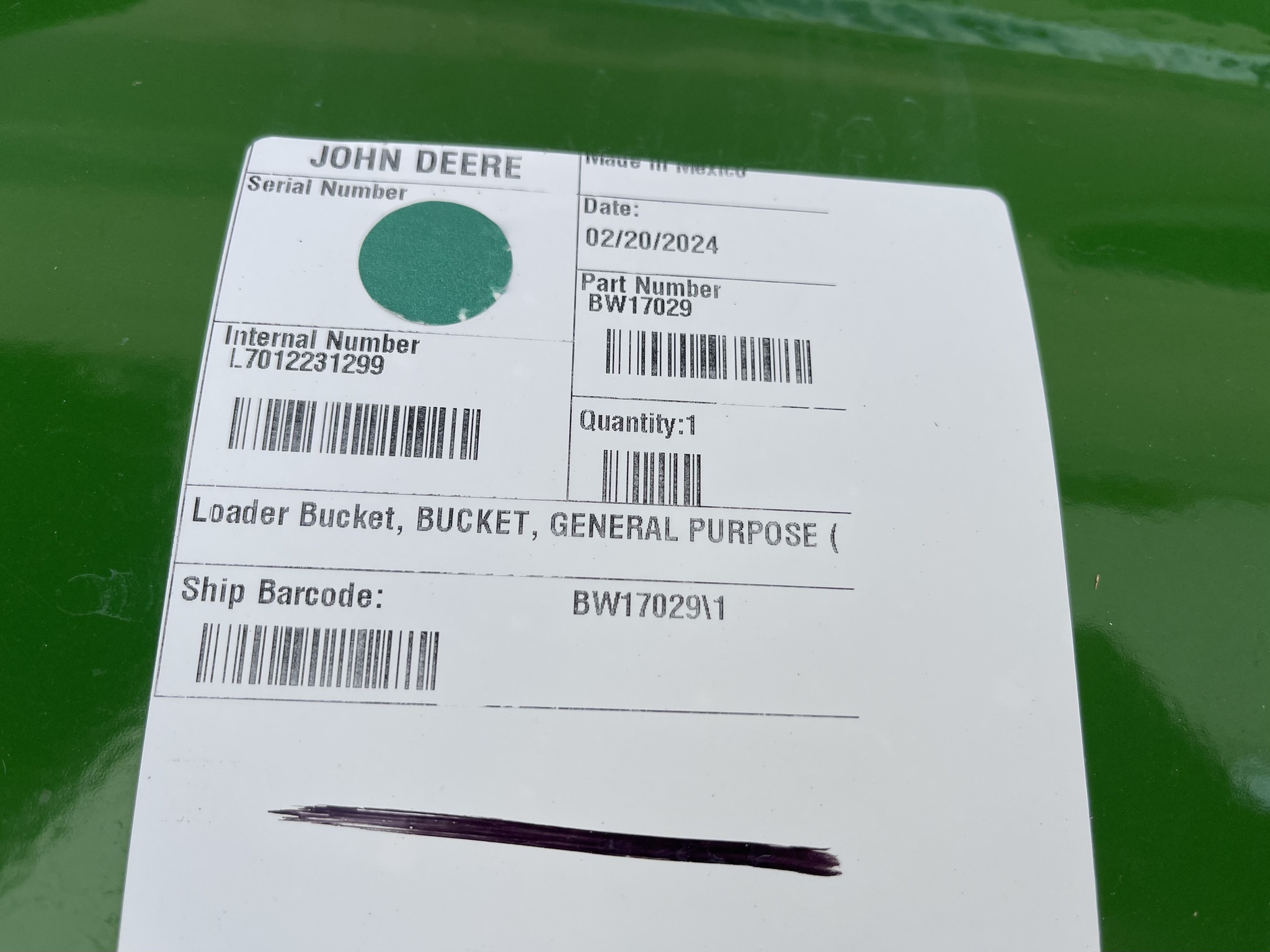 2024 John Deere BW17029 Loader and Skid Steer Attachment