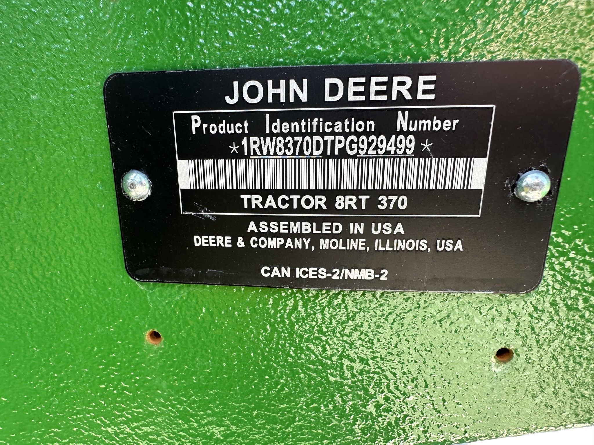 2023 John Deere 8RT 370 Tractor