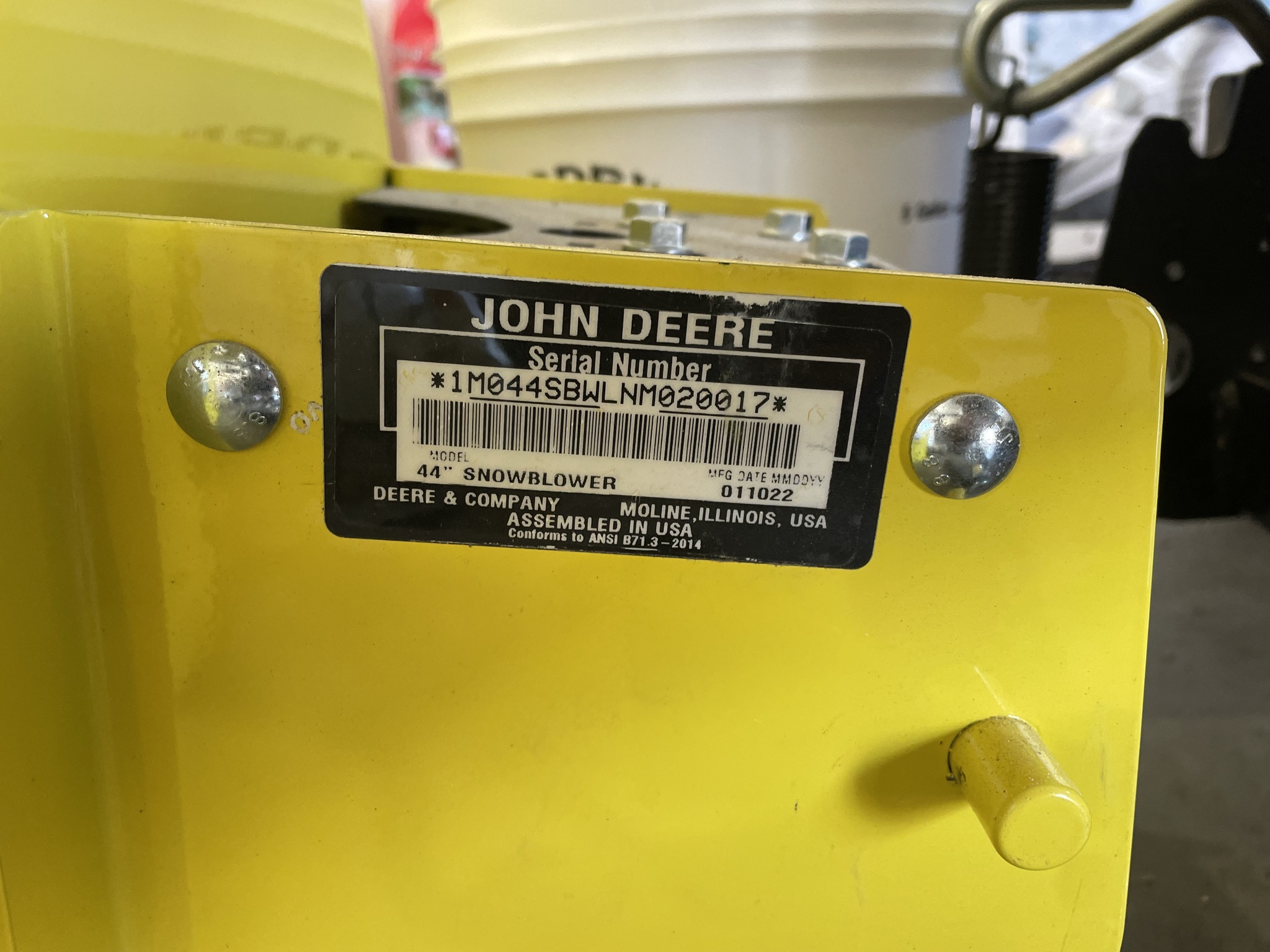 2022 John Deere 44" SNOWBLOWER Snow Blower