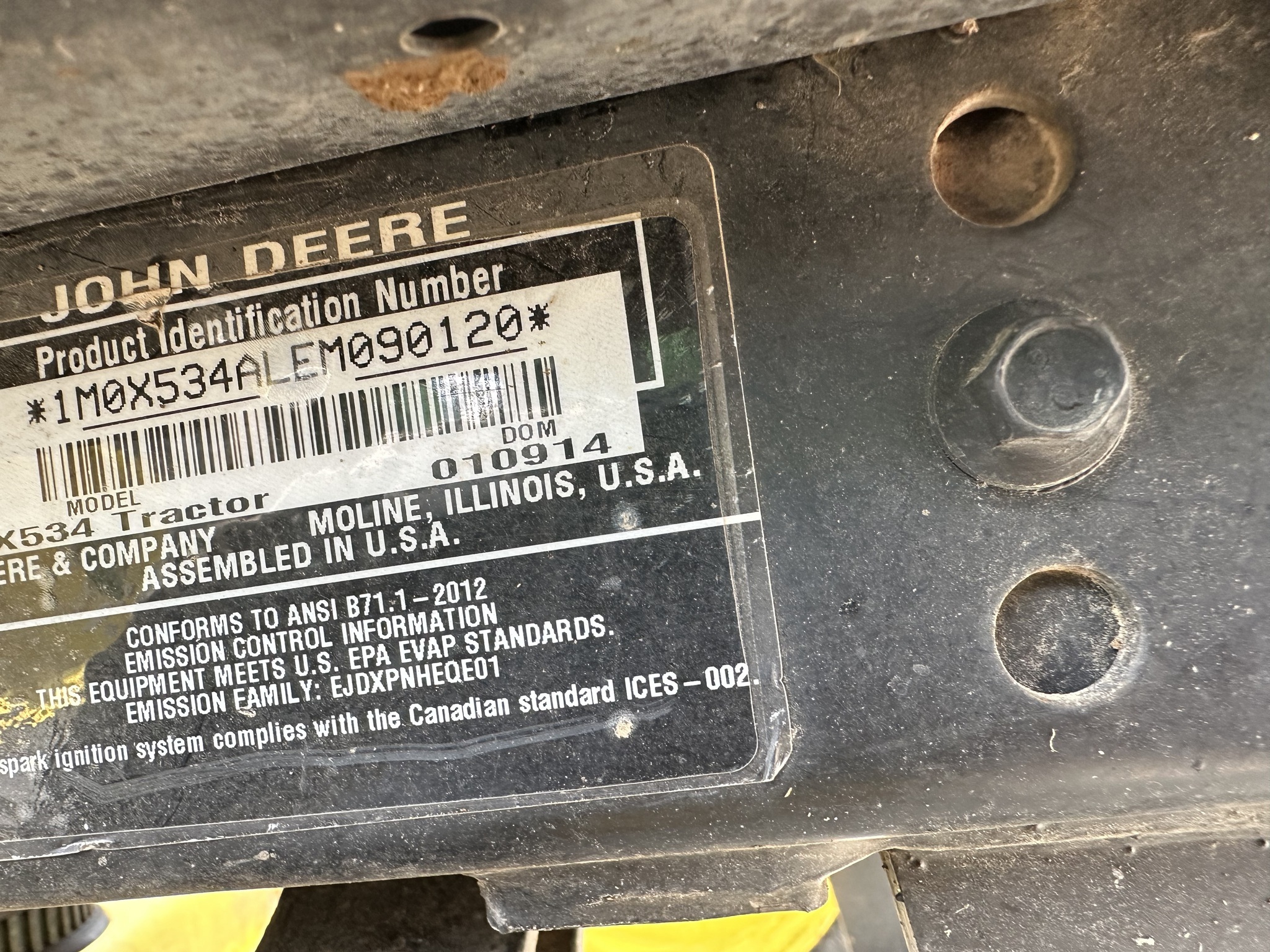 2014 John Deere X534 Lawn Mower