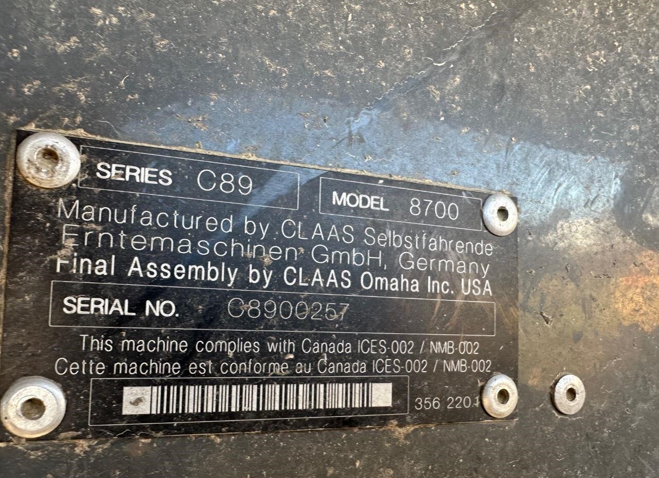 2020 Claas 8700TT Combine