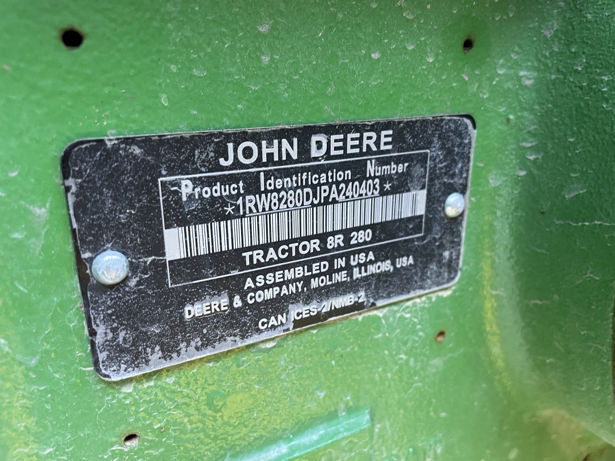 2024 John Deere 8R 280 Tractor
