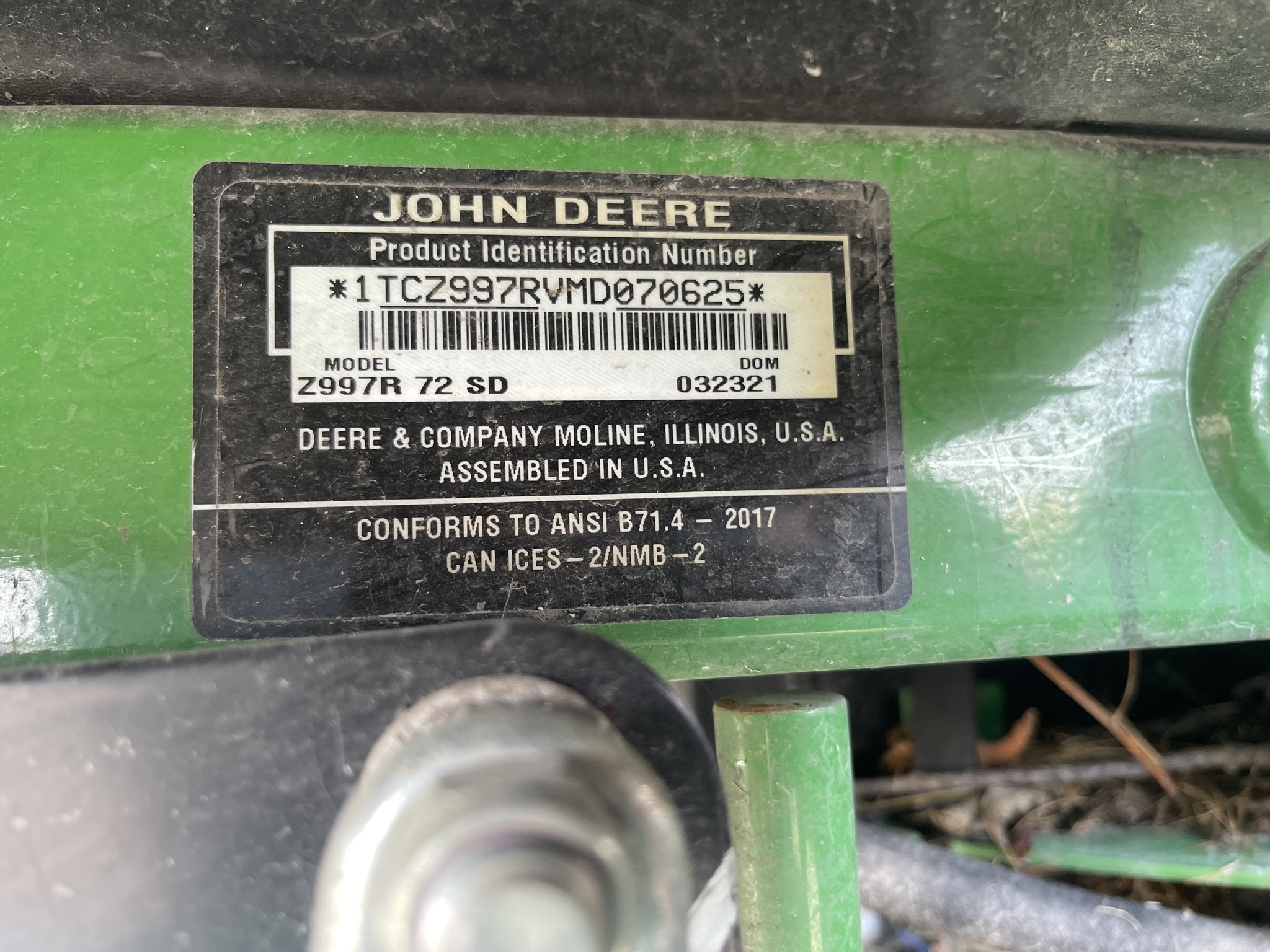 2021 John Deere Z997R Lawn Mower