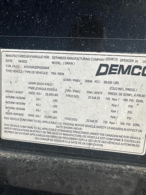 2023 Demco 4022 Grain Trailer