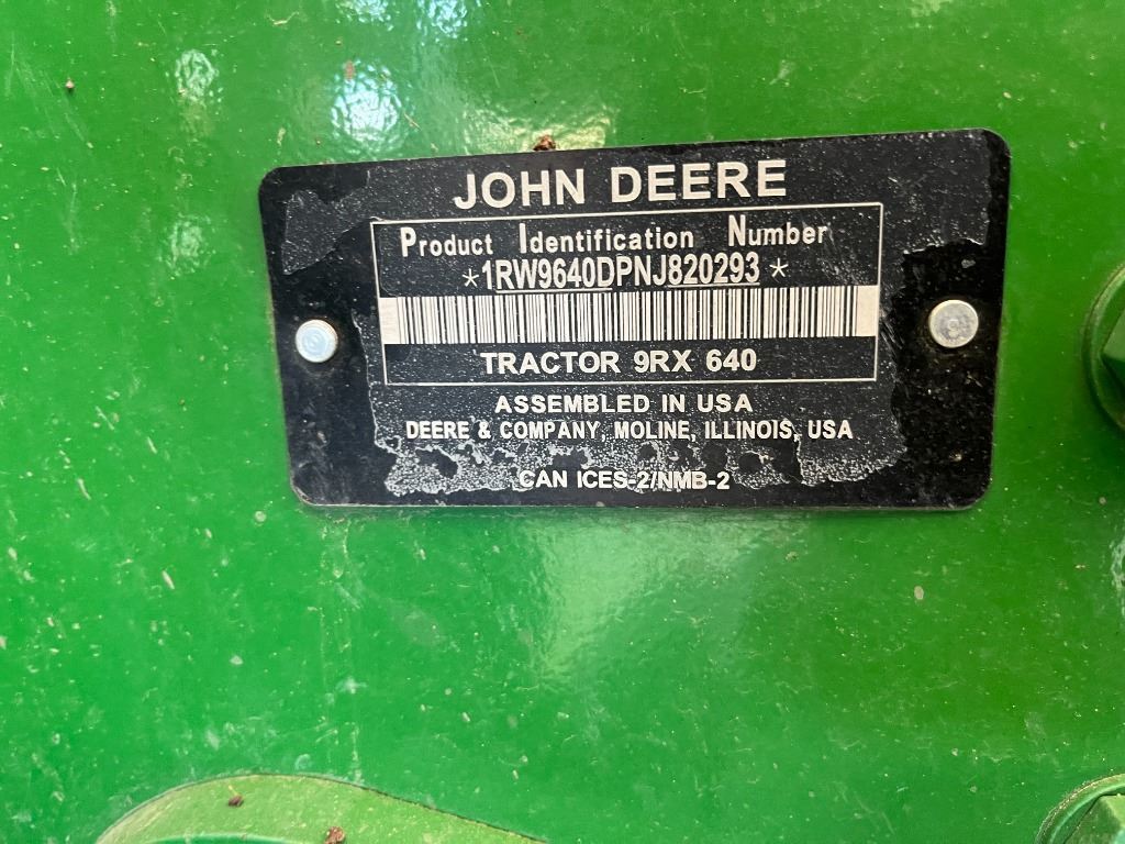 2022 John Deere 9RX 640 Tractor
