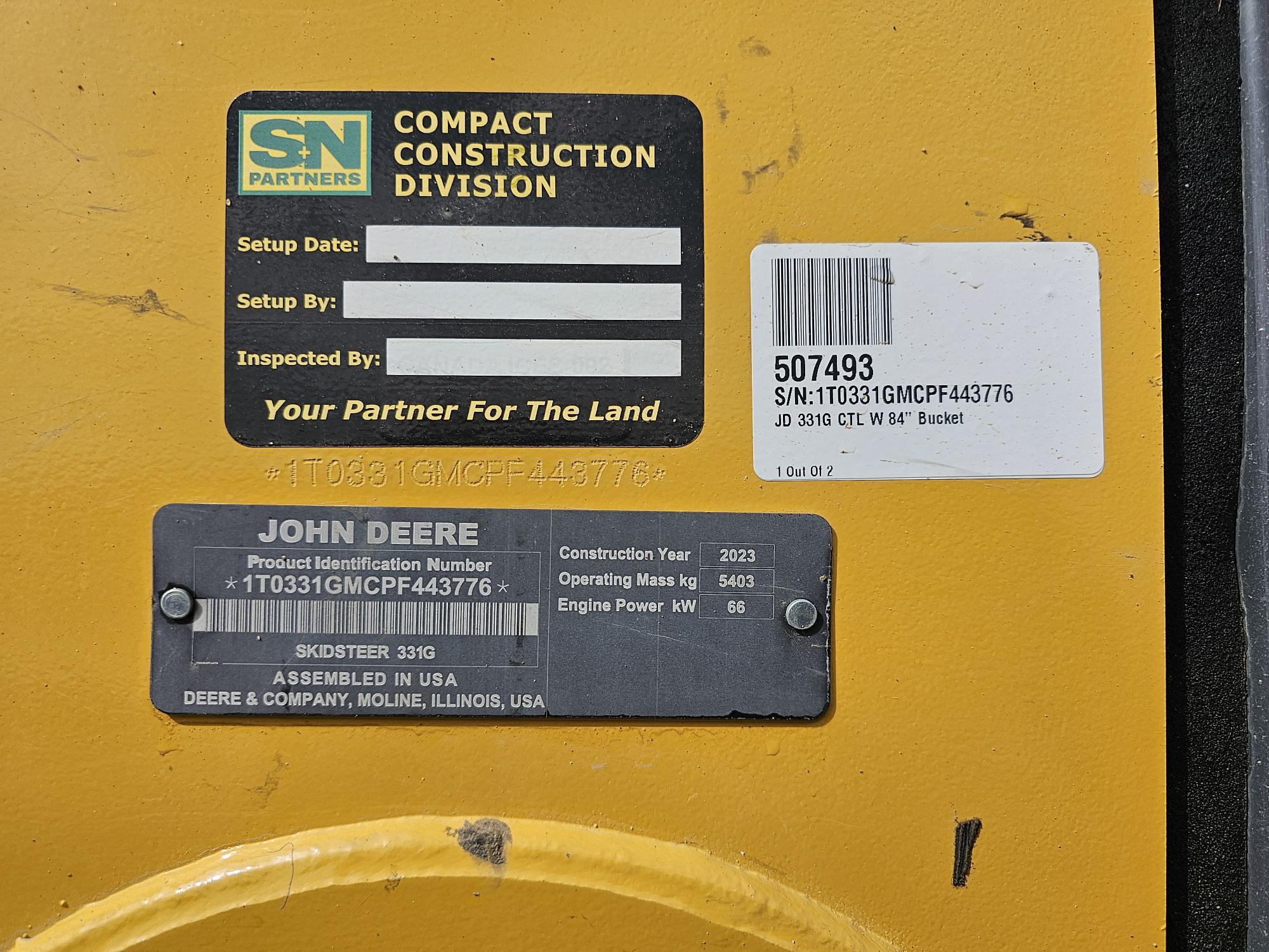 2023 Deere 331G Skid Steer