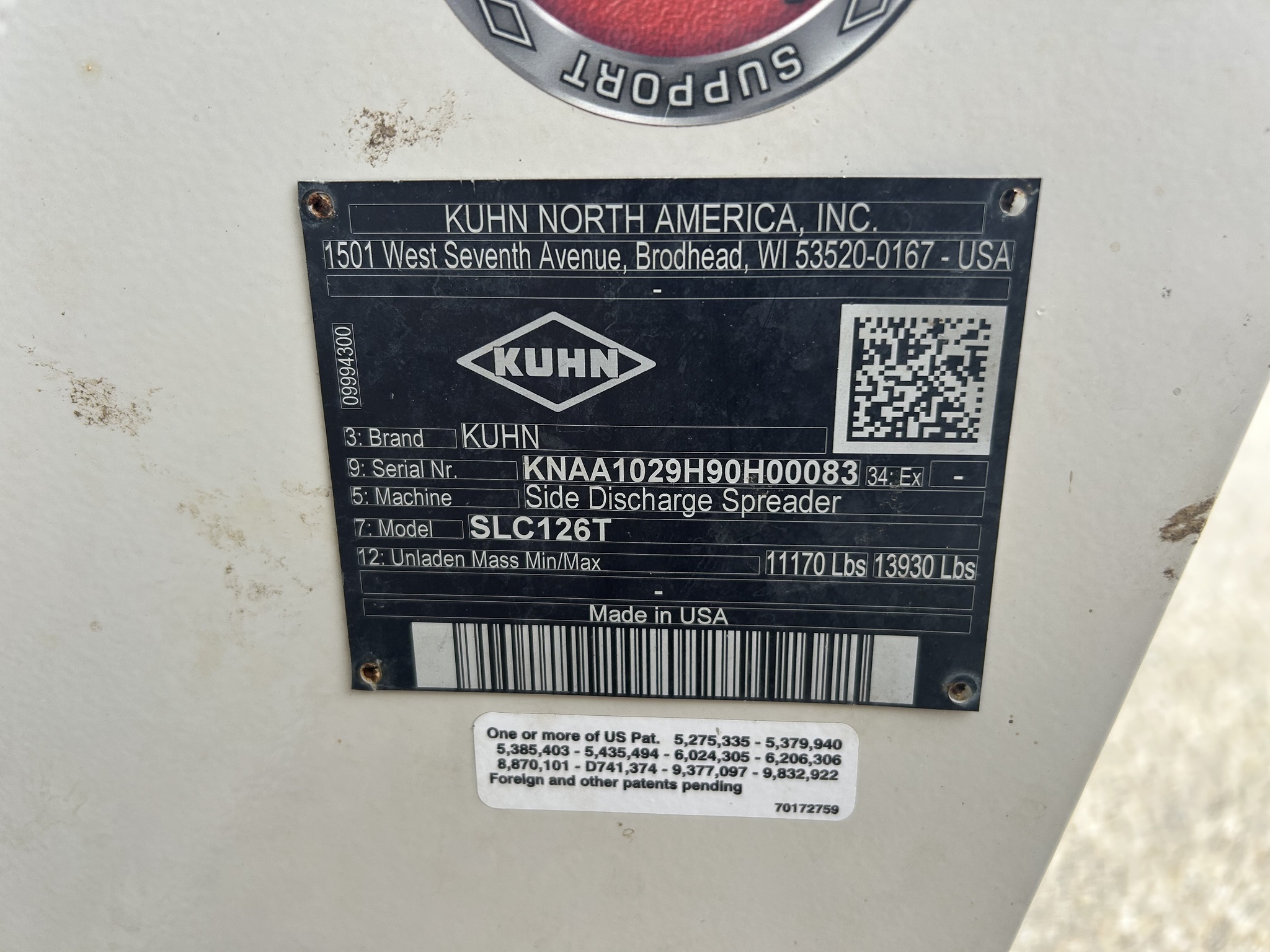 2022 Kuhn SLC126 Manure Spreader