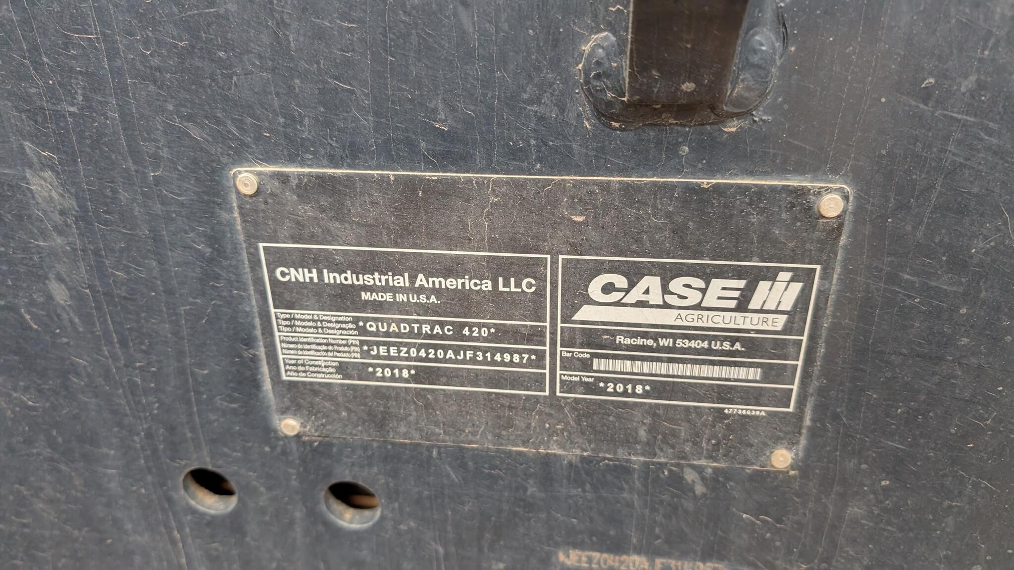 2018 Case IH Steiger 420 RowTrac Tractor