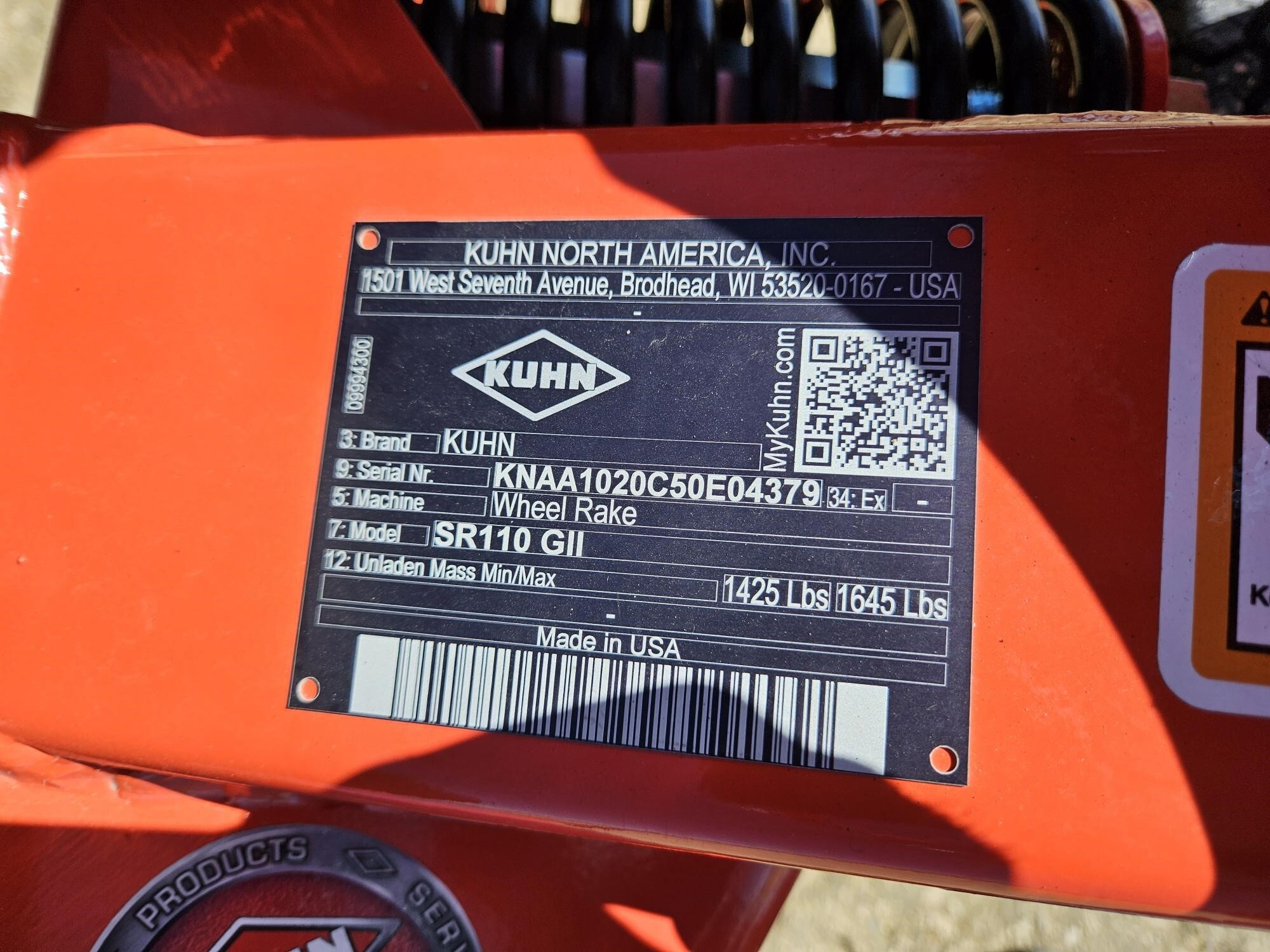 2025 Kuhn SR 110 GII Rake