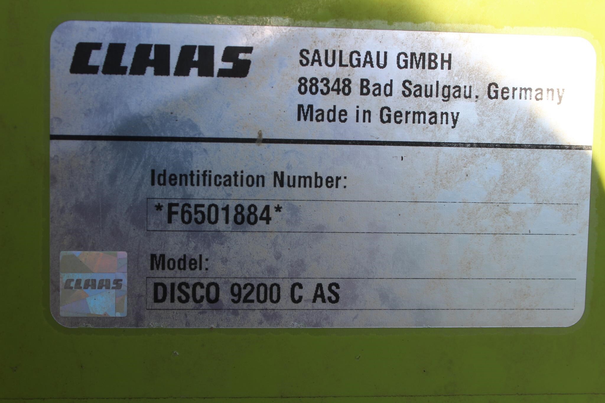 2022 Claas Disco 9200C AS Mower Conditioner