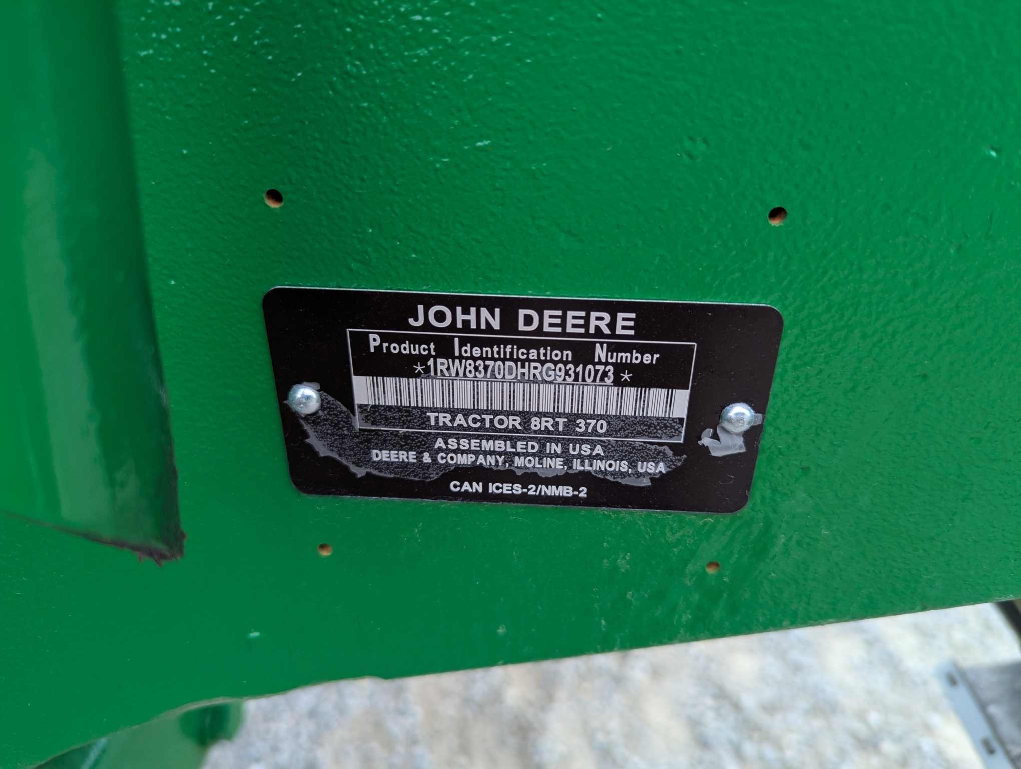 2024 John Deere 8RT 370 Tractor