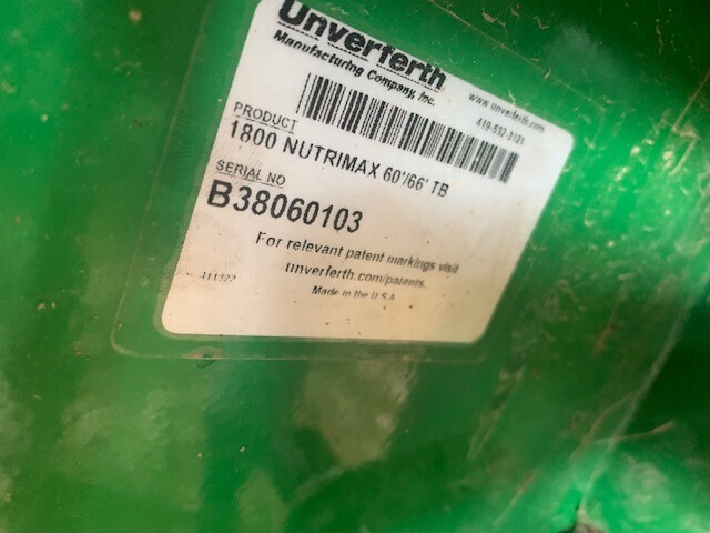 2019 Unverferth NutriMax 1800 Toolbar