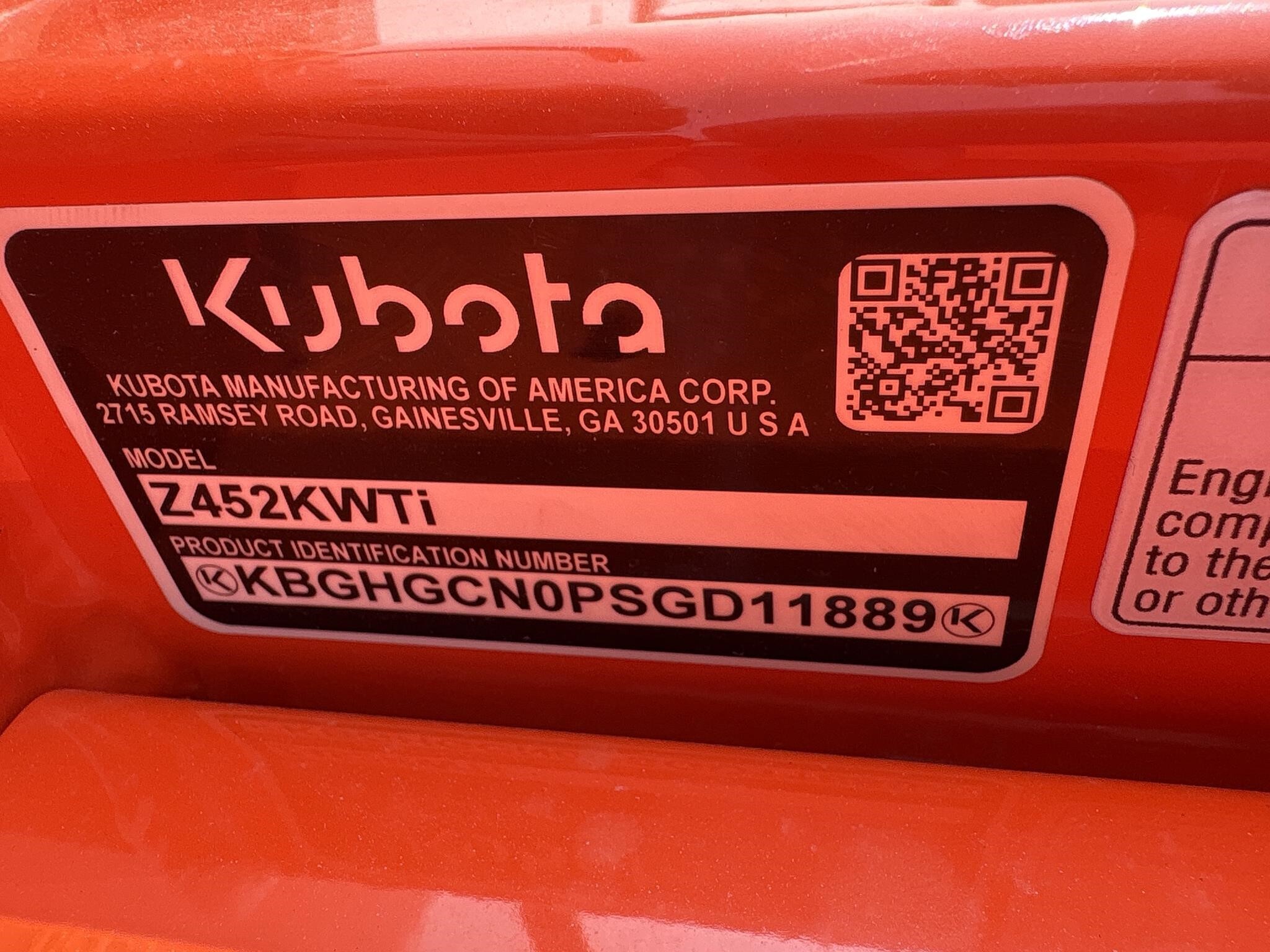  Kubota Z452KWTI-60 Lawn Mower