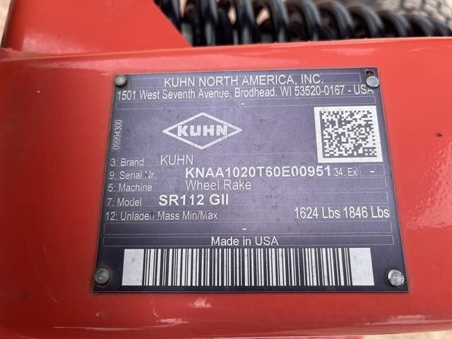 2020 Kuhn SR112GII Rake