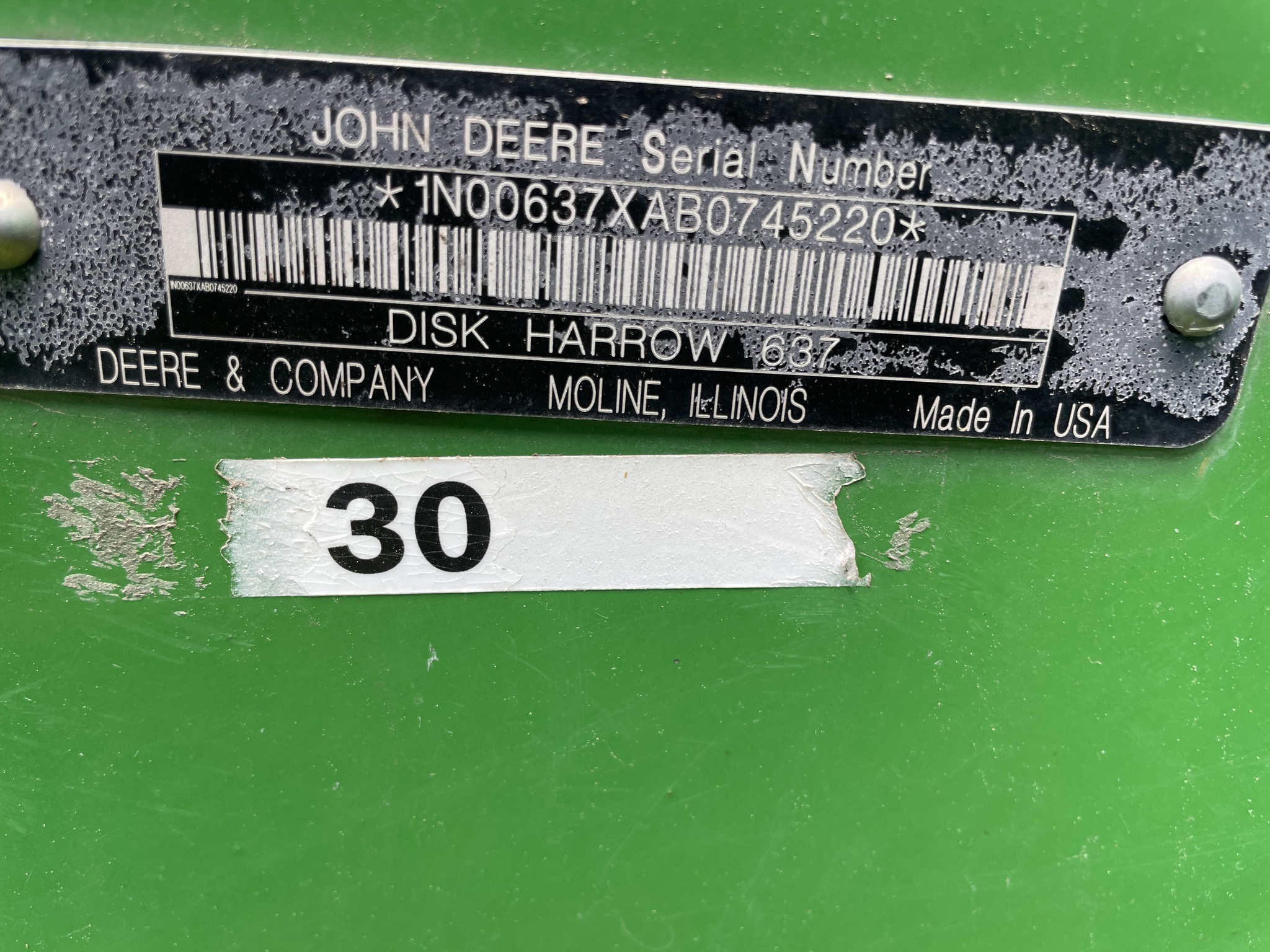 2011 John Deere 637 Disk