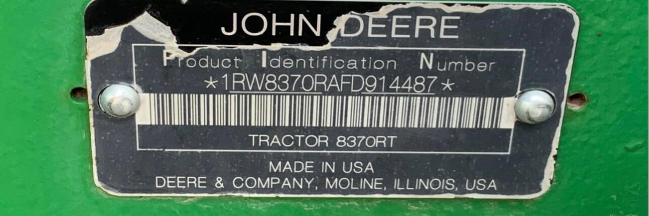 2016 John Deere 8370RT Tractor