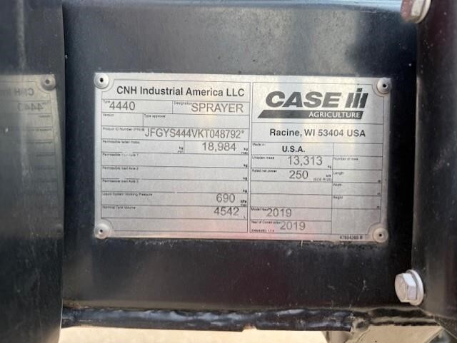 2019 Case IH Patriot 4440 Self-Propelled Sprayer